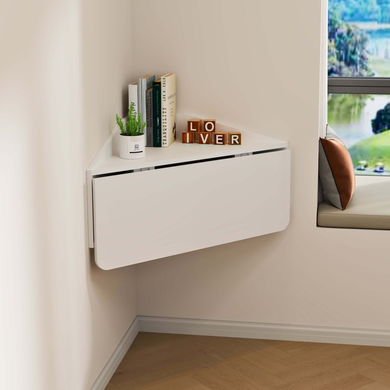 Bureau de coin mural blanc pliable, Blanc