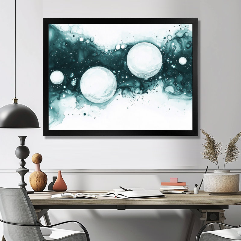 Célèbre rêverie de planètes - art mural espace, Reproduction encadrée d'une seule photo sans pass, Noir, H 12 po x l 20 po