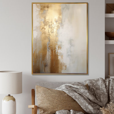 Minimal Gold And Beige Abstract River IV On Canvas Print