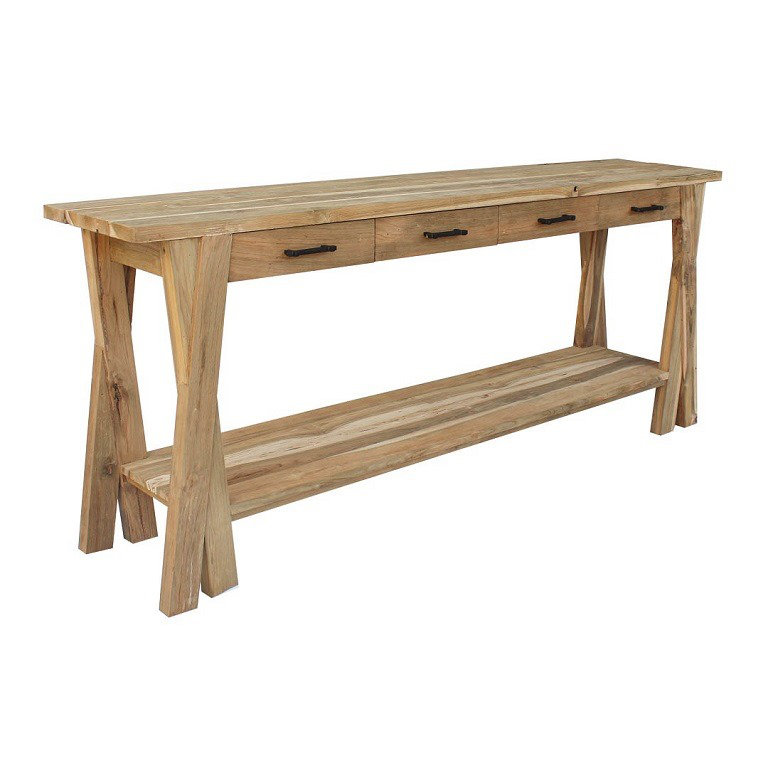 Rustic Recycled Teak Console Table, 31" H x 47" W x 16" D