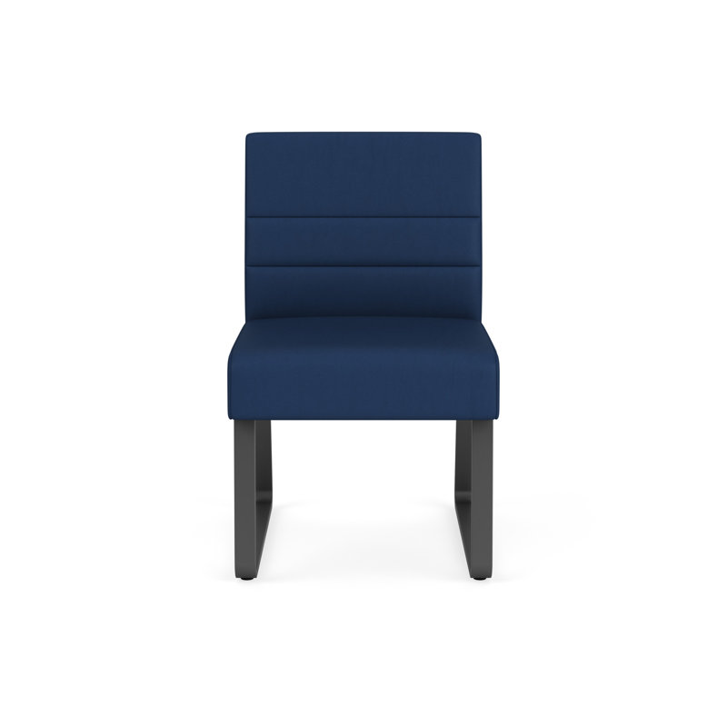 Chaise d'invité sans accoudoirs Waterfall, Gris anthracite, Vinyle bleu Patriot Plus Imperial