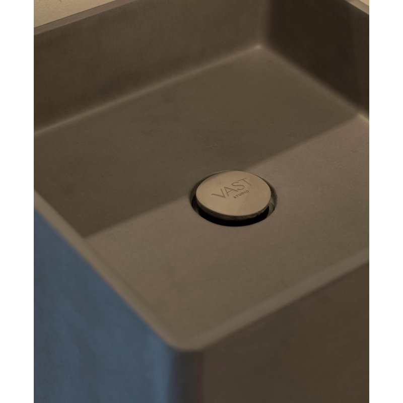 Vast Studio  Freestanding Rectangle Sink in Brown — Modern Concrete Bathroom Pedestal Basin, Gray Elevated Concrete