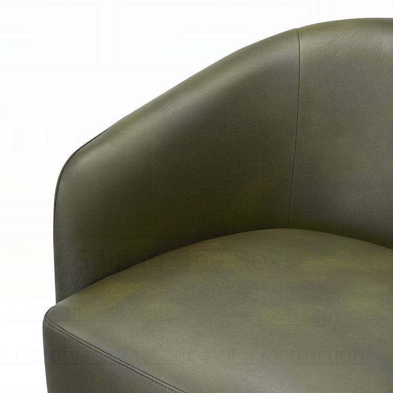 Fauteuil demi-tonneau Armino, Similicuir vert fougère
