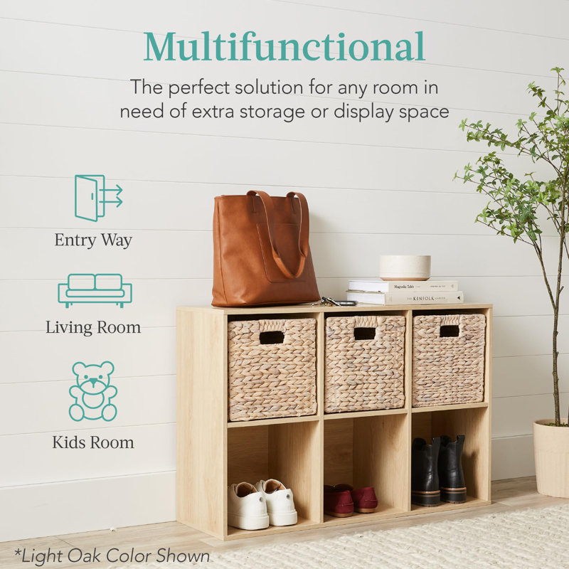 6-Cube Storage Organizer, 13.5in Shelf Opening, Bookcase, Display Shelf, Customizable w/ 3 Removable Back Panels, Black