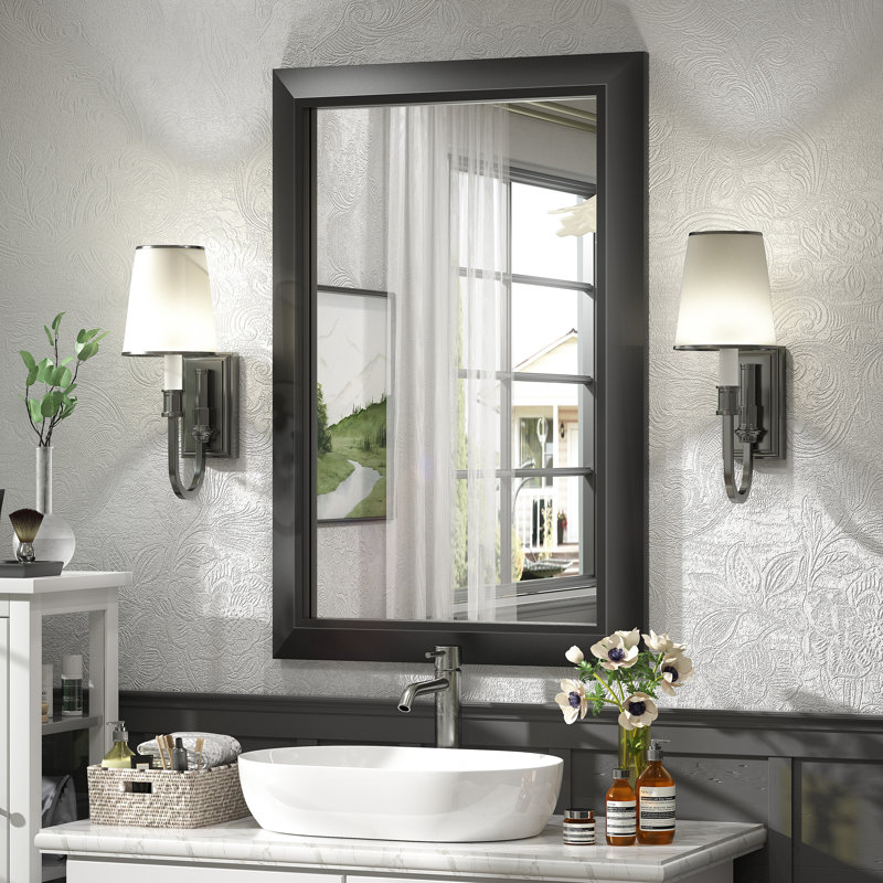 Miroir mural Amara, Noir mat, 36 po x 24 po