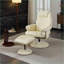 Fauteuils inclinables avec repose-pieds, fauteuil inclinable moderne en cuir de polyuréthane pivotant à 360 ° avec massage à 5 points, chauffage et amp; Dossier à 140 ° | Beige | Cuir PU