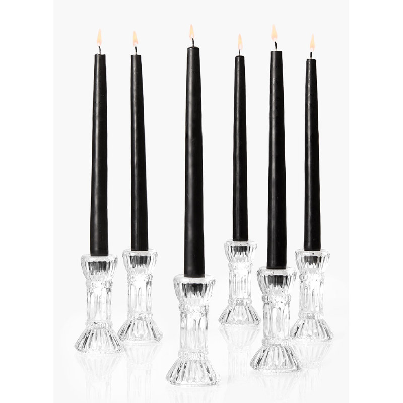 Ensemble de chandelles de table en verre 6 pièces, H 4,5 po x l 2,5 po x P 2,5 po