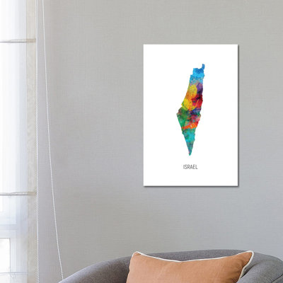 Israel Map by Michael Tompsett - Wrapped Canvas Print