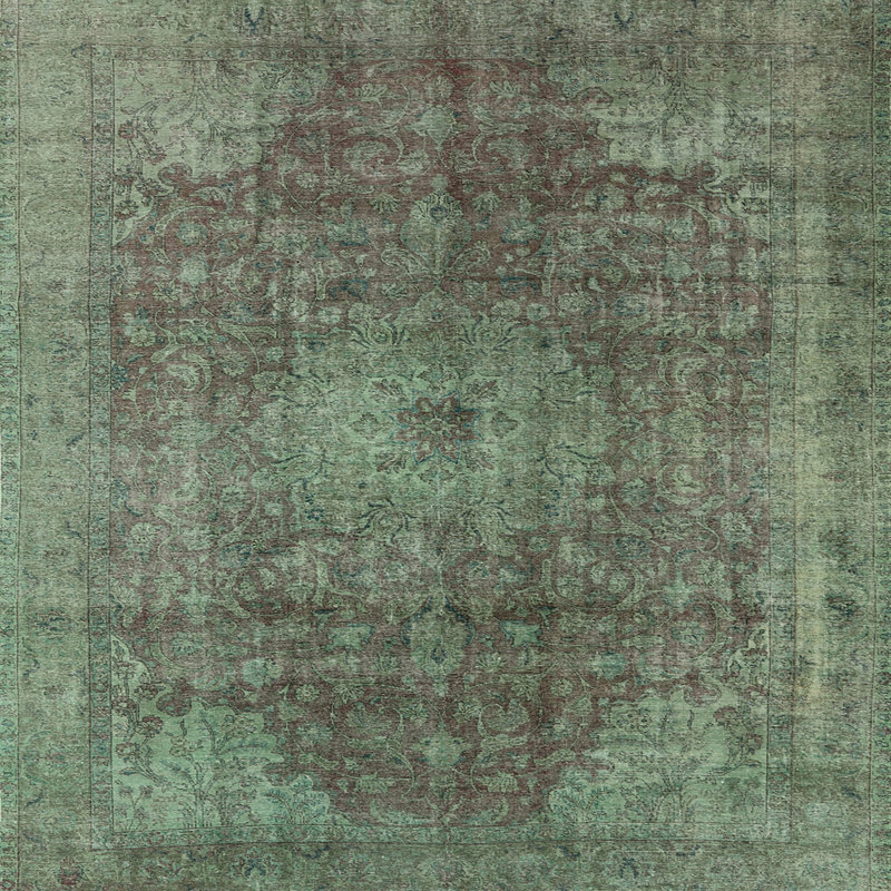 Tapis oriental vert Howze, Carré 7 pi