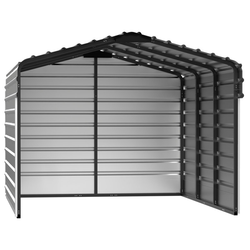 Abri d'auto en acier avec 3 ensembles muraux, 10X15X07, Blanc