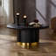 Table basse ronde contemporaine FFZ 35 po avec dessus en pierre frittée et pied central