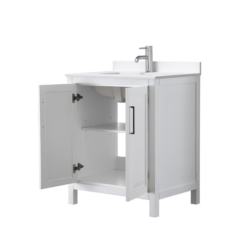 Daria 30'' W Vanity, White Quartz, White, Polished Chrome