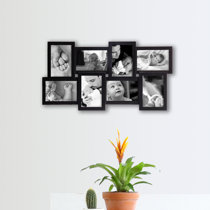 8x20 Black Photo Collage Frame, Displays Four 4x6 inch Photos, Metal Frame with Real Glass Hokku Designs