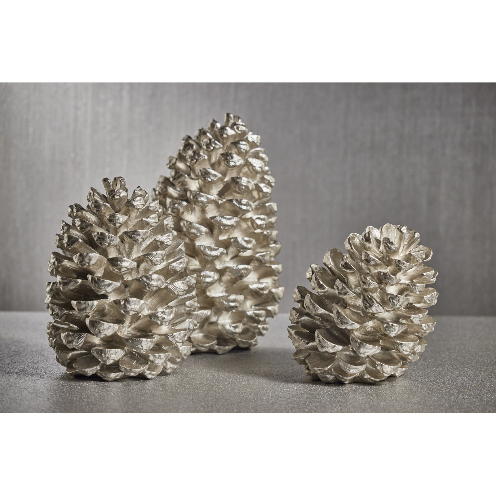 Hasmik Silver Pinecone Holiday Figurine, 11" H x 10.75" W x 10.25" D