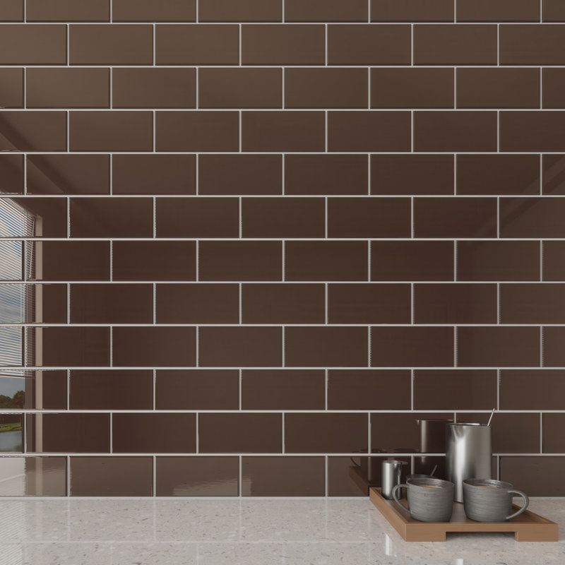 Subway Glass Tile 3" x 6", Brown