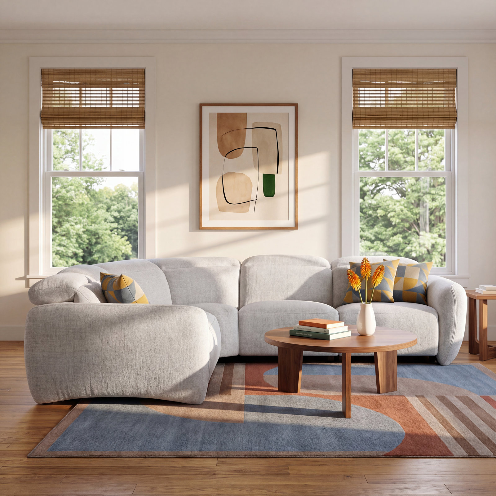 Astro Modular Sectional, Ivory Polyester Blend