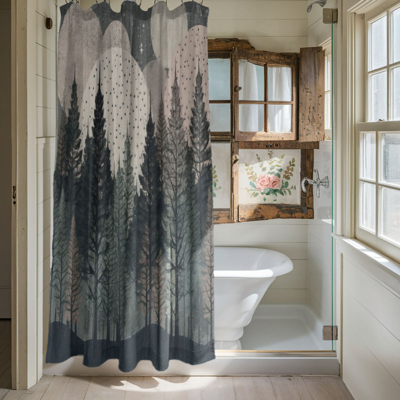 Floral Shower Curtain, 74"H x 71"W