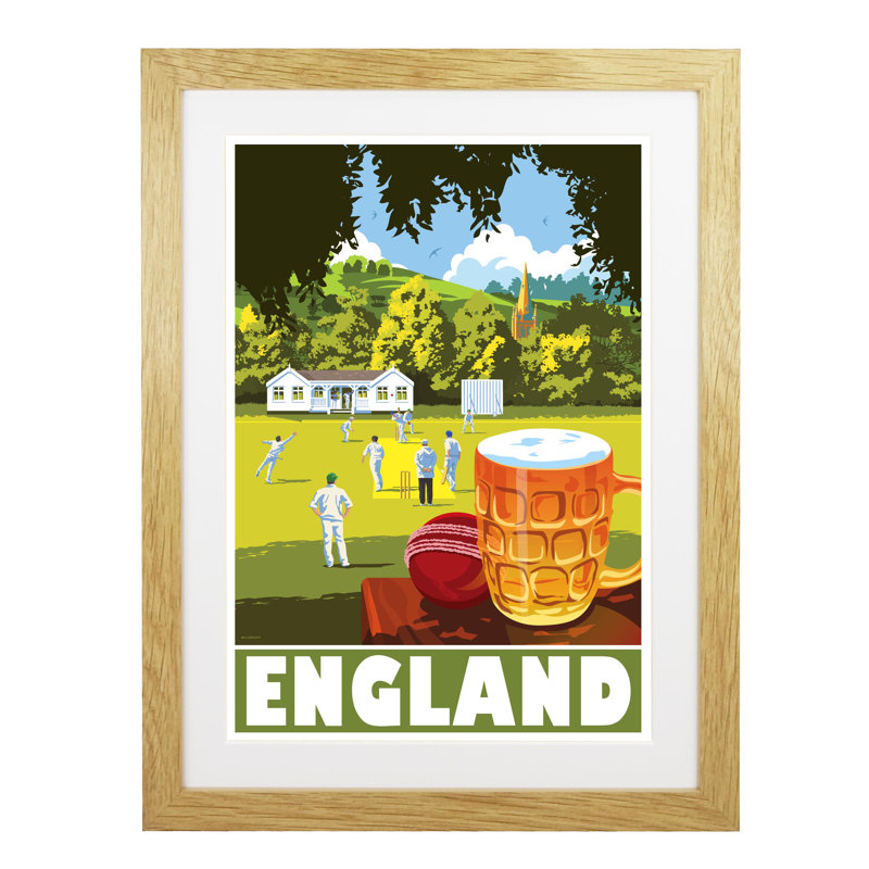 England by Stephen Millership - Print, Oak, 43.5cm H x 33.5cm W x 2.2cm D