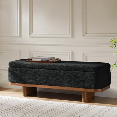 Cheryl Modern 57”W Boucle Simple Assemble Flip Top Storage Bench with Solid Wood Frame
