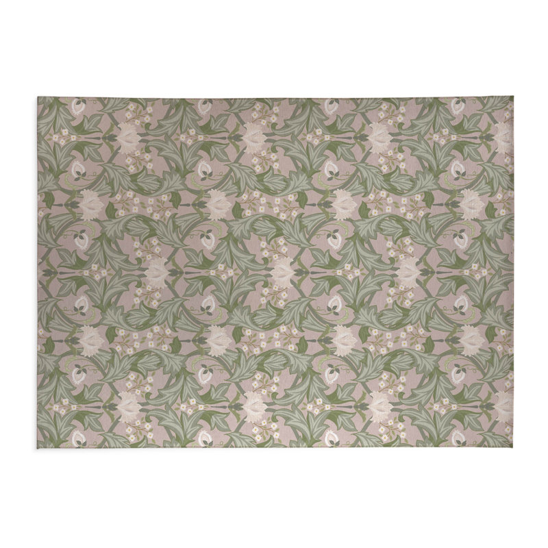 Tapis à linge léger antidérapant décoratif Ogee Leaf, L 49 po x H 6 po, Fleuri rose cendré