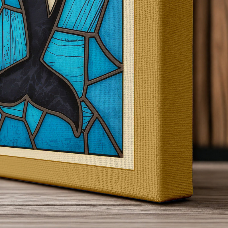 Orca Geometric - Wrapped Canvas, 18x12 - 45.7 x 30.5 cm, Ochre Border
