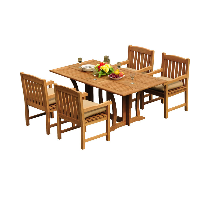 Mastropietro 8 - Person Teak Wood Patio Dining Set with Rectangular Table, 4