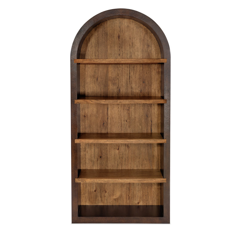 Rustic Brown Adjustable Wood Bookcase with Arch Design