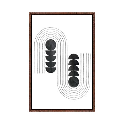 Black Shapes And Curved Lines - Painting on Canvas