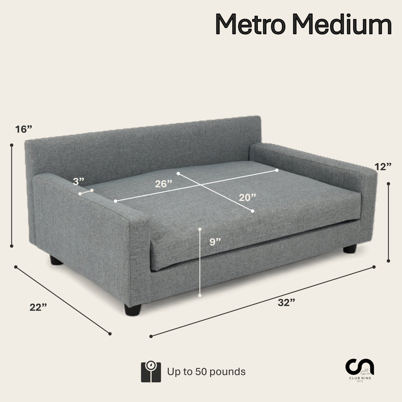 Canapé-lit pour chien Metro Collection, Moyen (H 16 po x l 32 po x P 22 po), Métal
