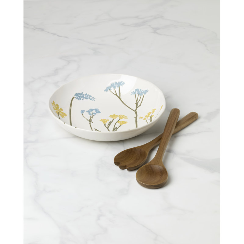 Lenox Wildflowers Salad Bowl with Severs