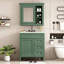 Ensemble de meuble-lavabo 30 po avec lavabo, armoire à miroir, 2 tiroirs + tiroir basculant, structure en bois massif, finition verte, autoportant