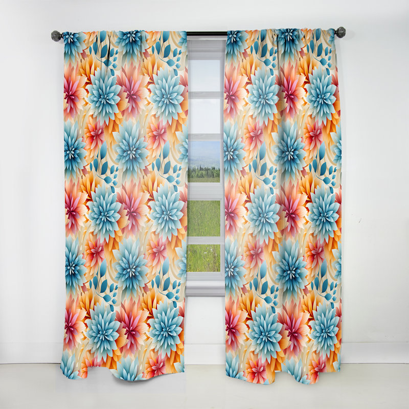 Vibrant Mandalas Blooms - Rideau floral - Velours obscurcissant - 1 panneau, L 52 po x L 84 po