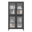 Vitrine en métal noir avec tablettes réglables pour portes de couloir en verre trempé à 4 tablettes -