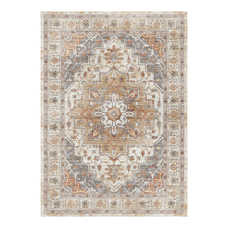 Tapis antidérapant Malila, Gris, Rectangle 6 pi x 9 pi