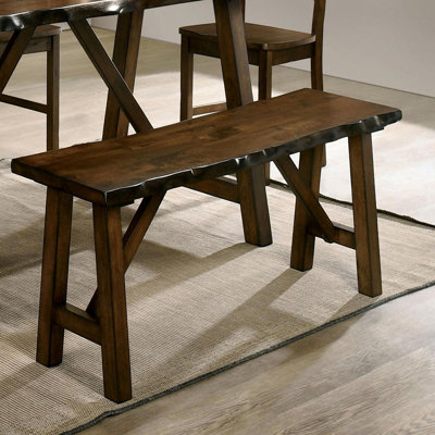 Walnut Finish Bench With Live Edge Design for Dining Room - Walnut