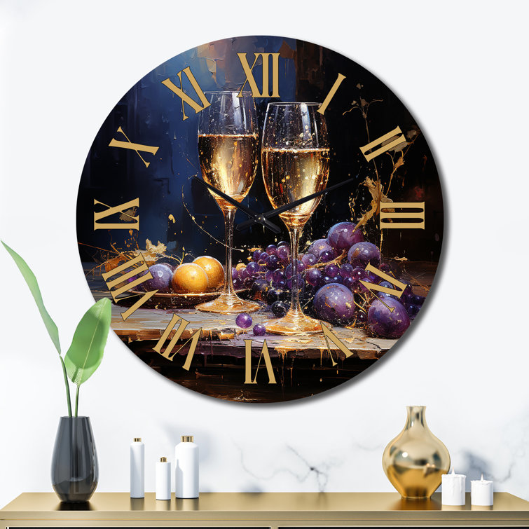 Champagne Christmas Celebration II Wall Clock