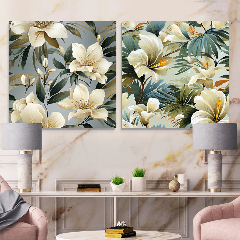 Phillipstown - Ensemble d'art mural en verre acrylique Coastal Tropical, H 16 po x l 33 po