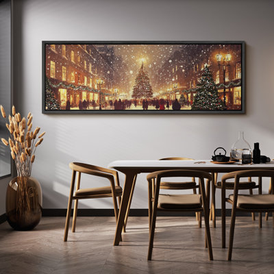 Fête de Noël, célébration de Noël, foule de la ville, décoration murale, images de neige chaude, impression numérique sur toile giclée sur toile