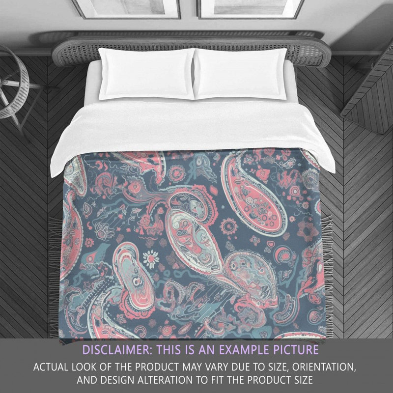 Paisley Blue/Pink Microfiber Comforter, Twin Extra Long Comforter