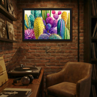 Plantes et fleurs, motif de jardin imprimé de cactus colorés