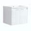 Meuble-lavabo de salle de bain avec lavabo en résine, portes à fermeture en douceur et armoire murale, conception à fixation flottante, contreplaqué