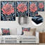 Rouge rouge, feuilles bleues, Illustration rétro - impression d'art mural rose-104687450-104687448