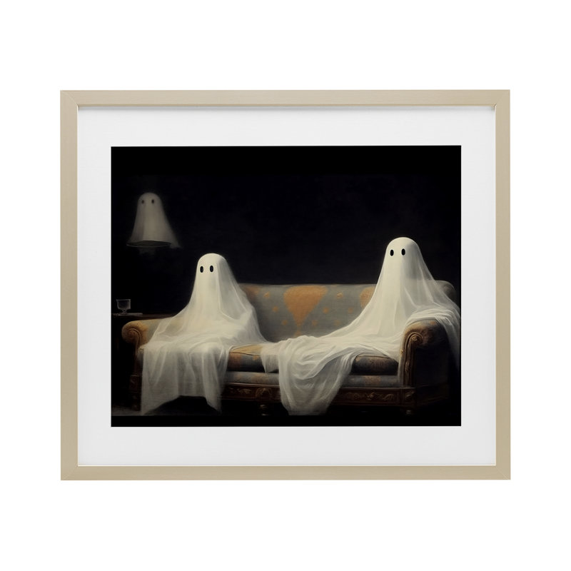 «Spooky Couch Ghost», reproduction sous verre encadrée, design par LSR Design Studio, H 17 po x l 21 po