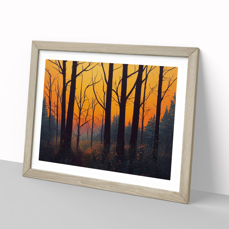 Summer Forest Sunset Vol.4 - Single Picture Frame Print, 34cm H x 46cm W x 2cm D, Oak Framed