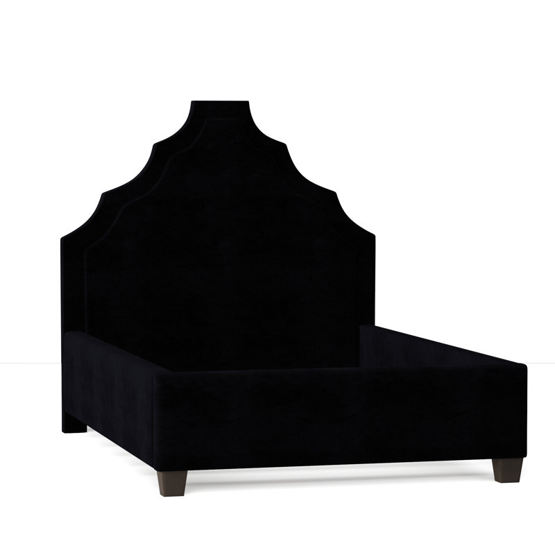 Lexi Upholstered Bed, California King, Bella Black Performance Velvet, Brown Mahogany