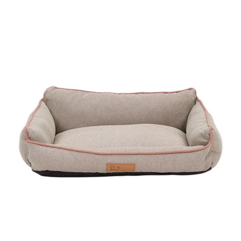 Cotton Pet Bed, Beige, Small (16cm H x 50cm W x 38cm D)