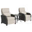 Ensemble de conversation pour patio inclinable en osier 3 pièces avec coussins et table d'appoint-2047358394-2047358399