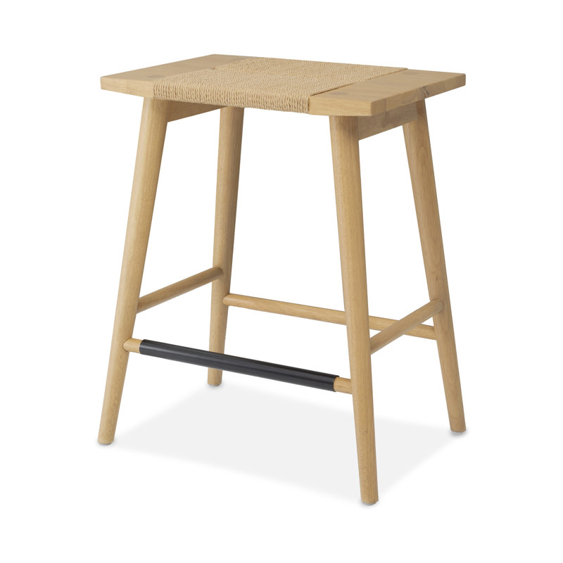 Tabouret de comptoir en bois et osier à hauteur de comptoir AllForWood Thor, Chêne clair, Ensemble 1