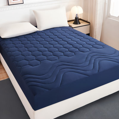 Drap-housse matelassé en nid d'abeille, housse de matelas matelassée épaisse et douce avec passe-passe élastique profond, protège-lit antidérapant lavable à la machine, simple (39 po x 75 po), blanc