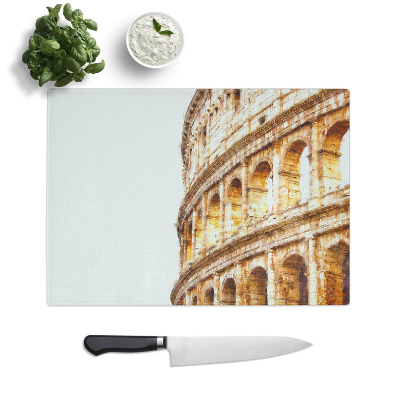 Tempered Glass Colosseum in Rome Italy Chopping Board, 28.5 cm x 39 cm